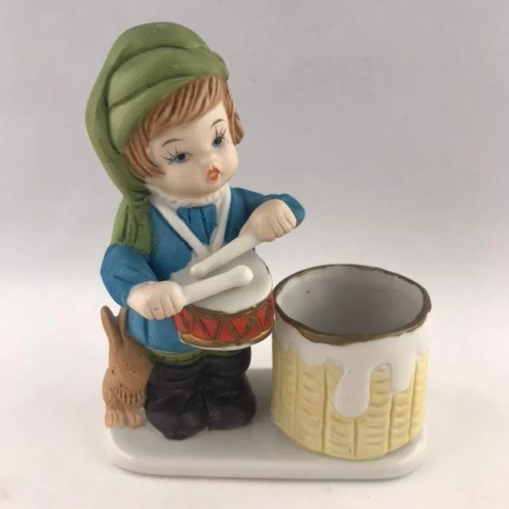 Jasco Christmas Luvkins Little Drummer Boy Candle Votive Toothpick Holder VTG